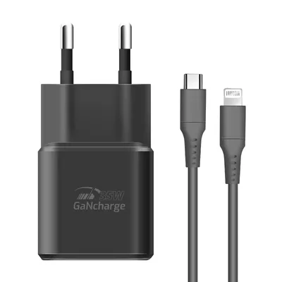 Produktbild von Swissten, GaN USB-C PD Ladegerät 35W mit USB-C auf Lightning Kabel 1.2m, Schwarz