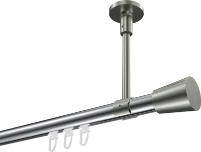 Produktbild von Interdeco Innenlaufstange / Gardinenstange mit Innenlauf Chrom / Edelstahl-Optik, Typ Sonette Sitra (Konus) Deckenmontage, 20 mm Ø 1-läufig, 220 cm