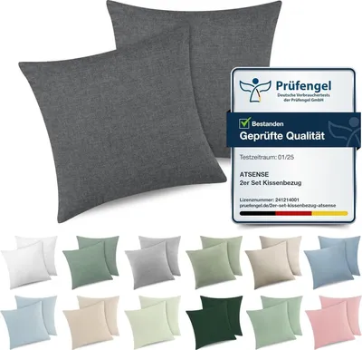 Produktbild von Kissenbezug 2er Set 40x40 cm Dunkelgrau Baumwolle