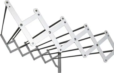 Image de Séchoir à linge mural blanc extensible avec 10 cordes à linge en aluminium 140 cm acier 140 x 78 x 26,5 cm