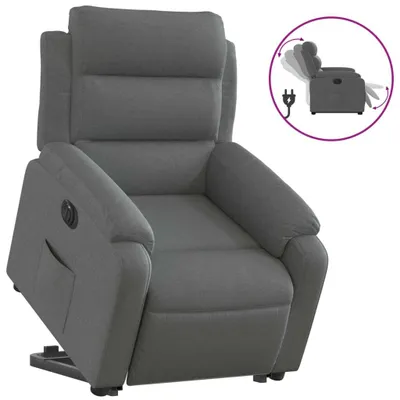 Image de vidaXL Fauteuil relax avec releveur électrique Tissu gris foncé