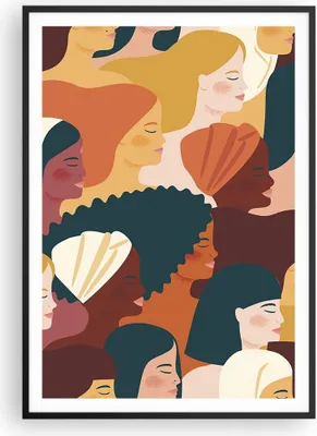 Produktbild von Gerahmtes Poster - Schwarzer Rahmen - Frauen Multikulturalismus Modern - 70x100 cm - Wand Bild - Wanddeko - Wandbilder - Kunstposter - Wandposter - Bilderrahmen - Bilder - P2BPA70x100-4500