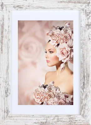 Produktbild von Bilderrahmen Holz Rahmen Plexi Acryl Collage Wanddeko Poster quadratisch S215 - Farbe: Shabby-Weiß | Format: 50x50