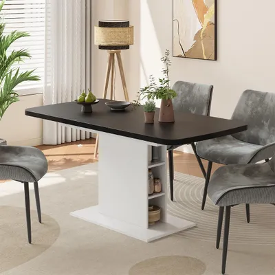 Obrázek produktu pro Jídelní stůl Vicco Fenaro Černá/bílá 120 x 80 cm s otevřenými přihrádkami, Model 56483