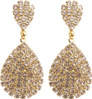 Produktbild von Frauen kreative Charme Wassertropfen geformte Ohrringe Strass Dekoration Schmuck-Golden