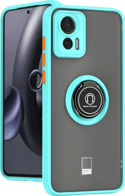 Produktbild von Motorola Edge 30 Neo Hülle, Ring Halter Ständer Matte Transluzent TPU Rahmen Stoßfest Schutzhülle für Motorola Edge 30 Neo Hellblau
