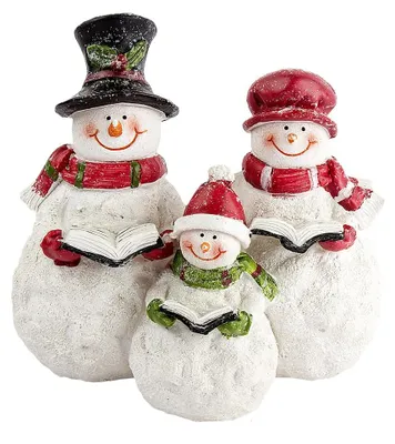 Schneemannfamilie-Deko, 13x14x10 cm, Polyharz, winterlich
