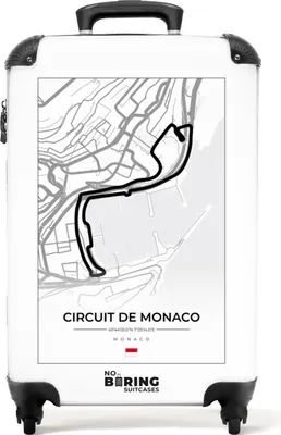 Obrázek produktu pro NoBoringSuitcases.com® Kufr Příruční zavazadlo Trolley Rolling suitcase Malý kufr na 4 kolečkách - F1 - Circuit de Monaco - Racetrack - White - Monaco - Cabin Size < 55x40x23 cm & 55x40x20 cm - Foto kufr - Cabin suitcase - Board luggagePříruční zavazadlo Kufr 55x35x20 cm, 36L,