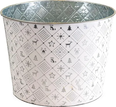 Image de Pot à fleurs rond, en argent Ø 25x19 cm, bac à fleurs en métal