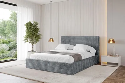 Produktbild von ALTDECOR Polsterbett mit Bettkasten - ALOVA - 200x200 - Dunkelgrau - Bett mit Matratze H3/H4, Doppelbett mit Stauraum und Latternrost, Boxbett mit Kopfteil