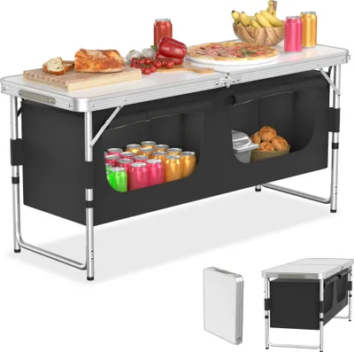 Produktbild von UISEBRT Portable Folding Camping Kitchen with Wheels & Storage Bag – Perfect for Outdoor Cooking, Picnics & Parties