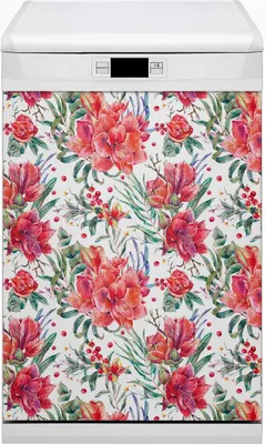 Produktbild von Abwaschbar 45x80 cm Geschirrspüle Magnetmatte Küche Dekorative  - Rote Blumen