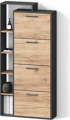 Produktbild von Schuhkipper Livinity Ortello Goldkraft Eiche/Anthrazit 80 x 166.1 cm mit 4 Fächern, Model 55882
