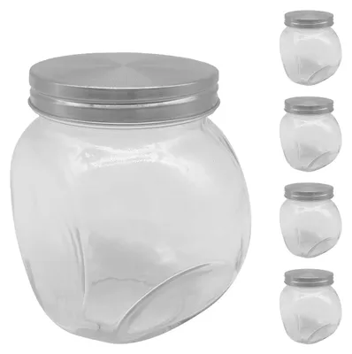 Vorratsgläser-Set, 5 Stück, 650 ml, Edelstahldeckel, transparent/silber