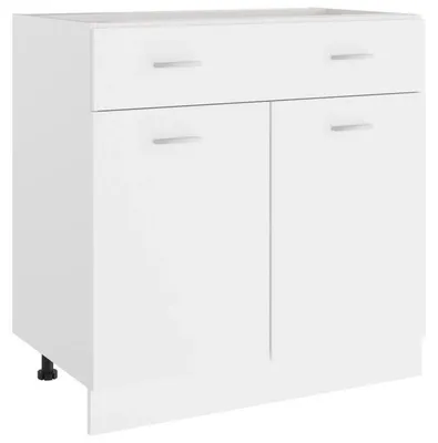 Obrázok produktu pre Komoda – 3 zásuvky – 80 x 46 x 81,5 cm – Biela – Masívny drevo a drevotrieska