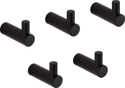 Produktbild von Schwarze Handtuchhaken - Edelstahl-Garderobenhaken - 5 Stück - Ideal für Badezimmer und Küche
