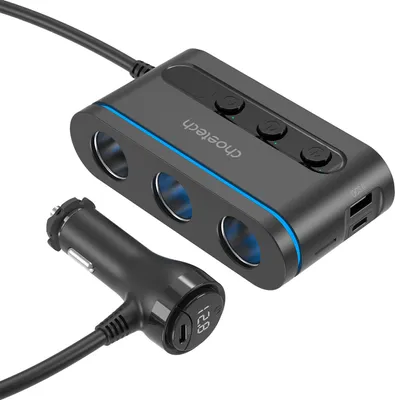 Zdjęcie produktu dla Ładowarka Choetech TC0021 samochodowa 2x USB-C PD 1x USB-A QC 3x gniazdo zapalniczki - czarna