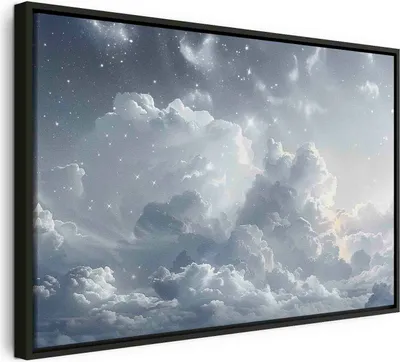 Produktbild von Italienischer Leinwand Leinwandbild - Astral Calm: Stars Scattered Over Delicate Clouds 90x60 cm Muster b-H-10060-b-a