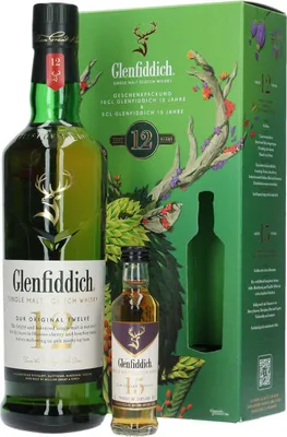 Produktbild von Glenfiddich 12 Jahre - Geschenkset mit Miniatur 15 Jahre - Single Malt Scotch Whisky