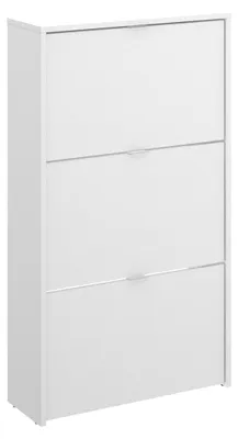 Obrázok produktu pre Skriňa na topánky, 3 dvere, lesklý melamín, 61 x 113 x 25 cm, kapacita pre 18 párov topánok, vhodná do chodby a spálne