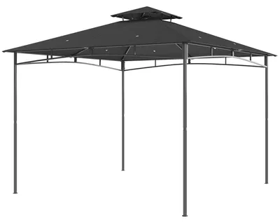 Produktbild von Pavillon 3x3m Wasserabweisend Stabil Winterfest Gartenpavillon mit zurš¹ckziehbar Obenrahmen Doppeldach Dunkelgrau