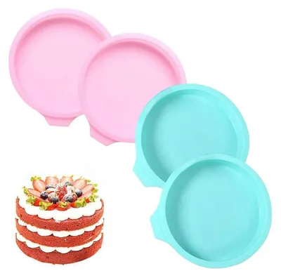 Produktbild von Schichtkuchenform Silikon 4er Set 20cm Rosa&Grün
