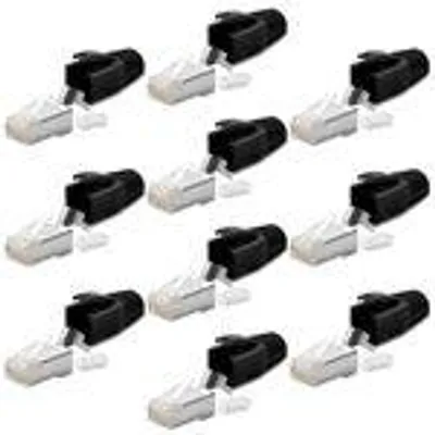 Produktbild von Netzwerkstecker CAT7 CAT6A CAT6 RJ45 10x Netzwerk Stecker vergoldet Crimpstecker