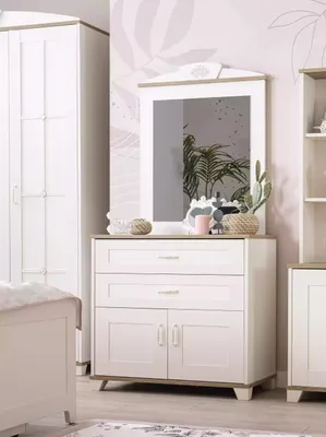 Immagine prodotto di Cassettiera con specchio set armadio legno cassettiere bianche design