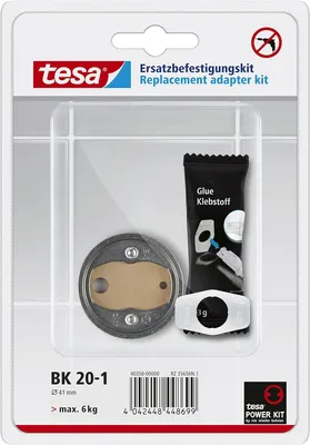 Produktbild von tesa Power.Kit-Adapter BK20-1, selbstklebendes Ersatzteil-Set, Zamak-Ring, Durchmesser 41mm, Höhe 8mm