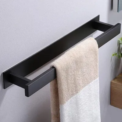 Productafbeelding van Unyqoos® Zelfklevende handdoekhouder 40 cm – Wandhanddoekstang van roestvrij staal SUS304, zwart, voor badkamer, keuken en balkon