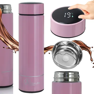 Zdjęcie produktu dla Extralink Kubek termiczny Smart Travel Mug Różowy Termos z wyświetlaczem LED, Różowy, Stal nierdzewna, Stal nierdzewna, Plastik, Kawa, Sok, Herbata, 12 h