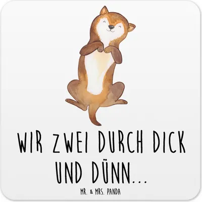 Produktbild von Mr. & Mrs. Panda Untersetzer für Gläser Hund Streicheln 10er Set - Weiß - Geschenk, Sprüche, Tassenuntersetzer, Tischuntersetzer, Glas-Untersetzer, Tassen, Hundewelpe