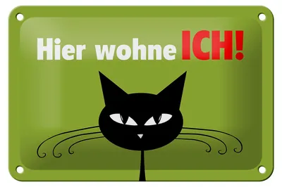 Produktbild von Blechschild Spruch 18x12cm Katze hier wohne ich