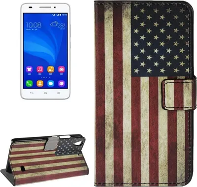 Produktbild von Handyhülle Tasche für Handy Huawei Ascend G620S Motiv Retro Fahne USA