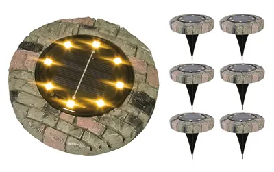 Produktbild von 6x LED Solarleuchte Steinoptik warmweiß Gartenleuchte Leuchtstein Gartendeko