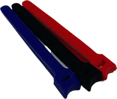 Produktbild von Kabelbinder Klettverschluss 12er Set (Rot, Blau, Schwarz)
