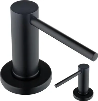 Obrázek produktu pro Granitan | Elegantní dávkovač do dřezu, černý matný, otočný, snadné plnění, dávkovač tekutin na mytí nádobí