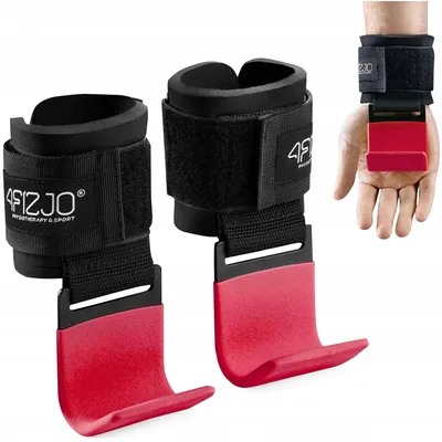 Produktbild von 4FIZJO Trainingshaken, Klimmzughaken, Stahl, Neopren, Griffset 2 Stück, für Krafttraining, schwarz-rot