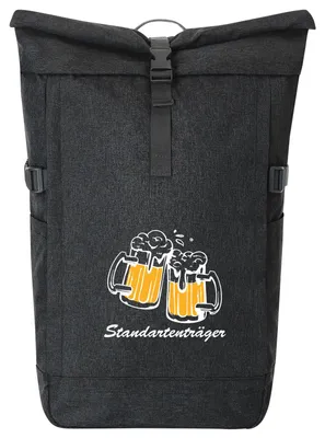 Produktbild von Huuraa Kurierrucksack Standartenträger Schützenfest 30-44 Liter Black Melange Fairtrade Rolltop Rucksack Geschenkidee