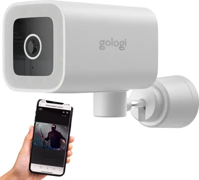 Produktbild von Gologi Premium Außenkamera - 4MP Überwachungs- & Sicherheitskamera mit Nachtsicht - IP Kamera mit Ton- und Bewegungserkennung - Mit Kabel, WiFi und App - Weiß