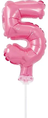 Produktbild von Kuchendeko Mini Folienballon rosa Zahl 5