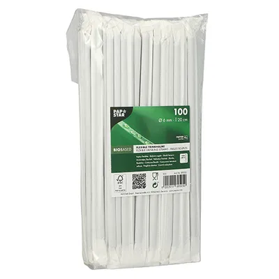 Produktbild von 75000 Trinkhalme, flexibel, Papier Ø 6 mm · 20 cm schwarz einzeln gehüllt