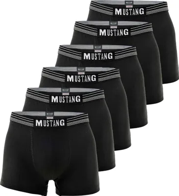 Produktbild von MUSTANG Herren Retroshorts 6er Pack, Boxershorts, Pants, True Denim Schwarz L (Gr. Large)