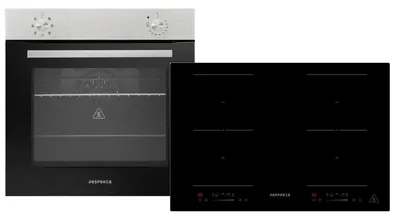 Produktbild von Backofen Herd Kochfeld Herdset Induktion 77cm Timer 2 Flexzonen Slider Respekta