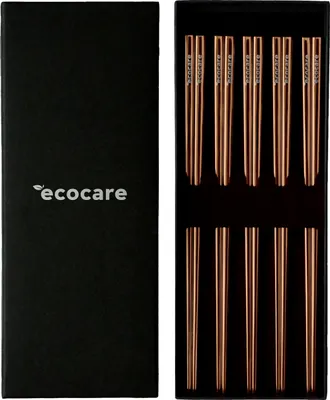 Productafbeelding van ECOCARE Metalen sushi stokjes set, rosé goud, 10 stuks