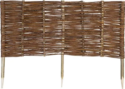Produktbild von Weide Beeteinfassung in 16 Größen Weidenzaun Rasenkante Beetbegrenzung Steckzaun imprägniert mit Buchepflöcken für leichtes Einsetzen Palisade  Länge: 100 cm Höhe: 40 cm