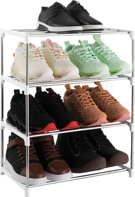 Immagine prodotto di Scarpiera Xerhnan per 8 paia di scarpe, bianca, a 4 livelli, salvaspazio