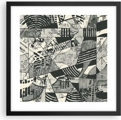 Produktbild von Gerahmtes Poster - Schwarzer Rahmen - Abstraktion Vintage Schwarz - 40x40 cm - Wand Bild - Wanddeko - Wandbilder - Kunstposter - Wandposter - Bilderrahmen - Bilder - Kunstdruck - P2BAC40x40-5052