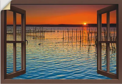 Produktbild von ARTland Wandbild, selbstklebend Fensterblick - wartende Fahrgäste Größe: 130x90 cm