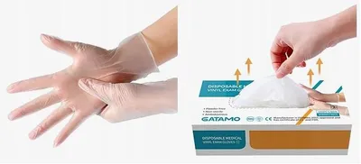 Produktbild von Gatamo Einweg-Vinylhandschuhe transparent puderfrei Gr. L